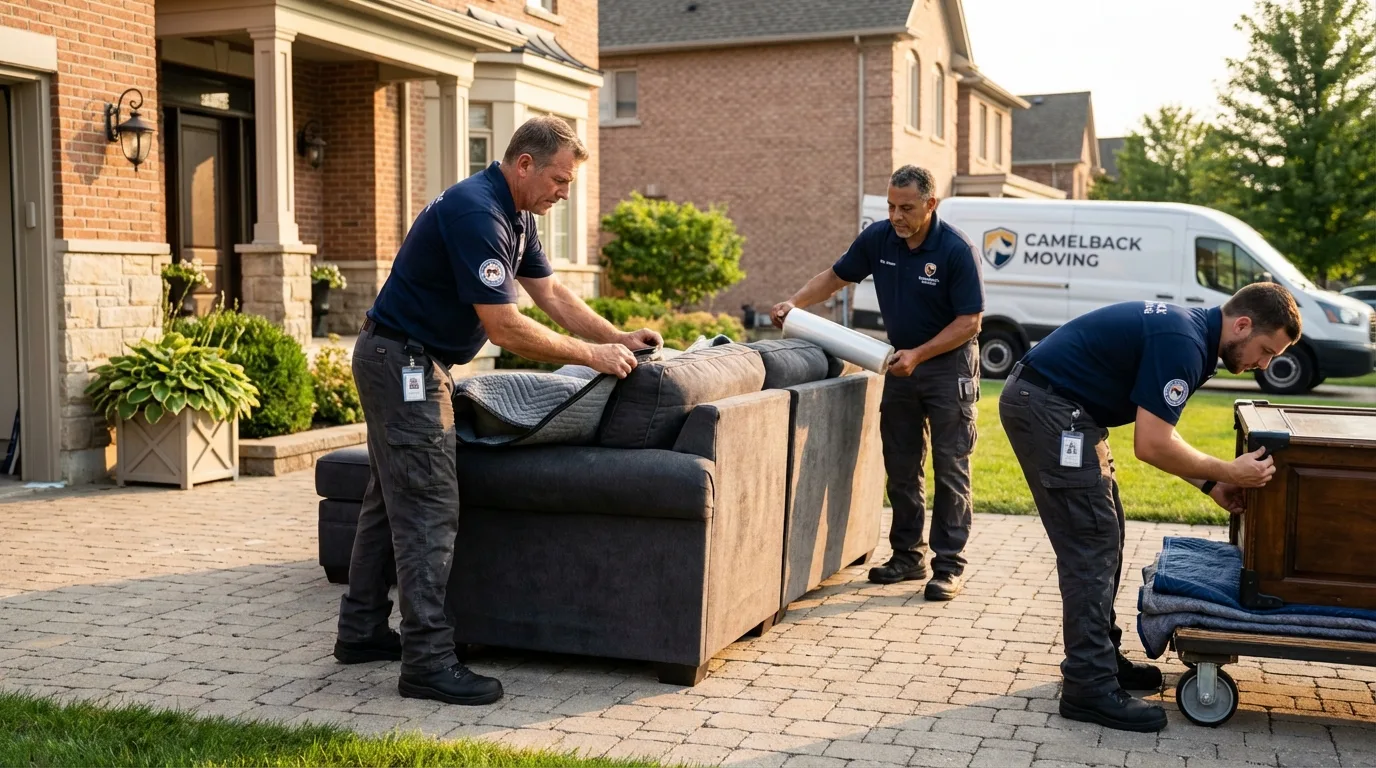 Large estate moving crew wrapping furniture in Huntington Park, CA