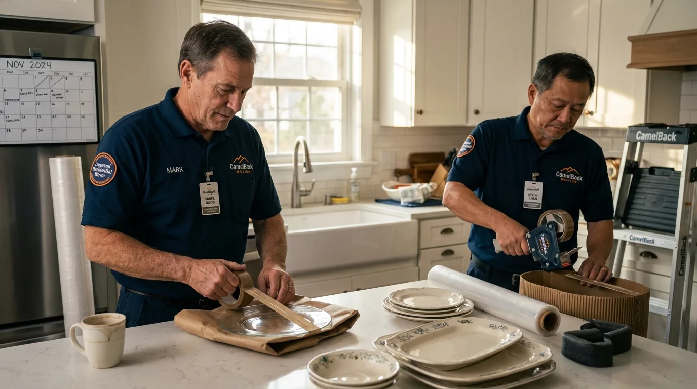 Professional crew packing kitchen dishware in Huntington Park, CA