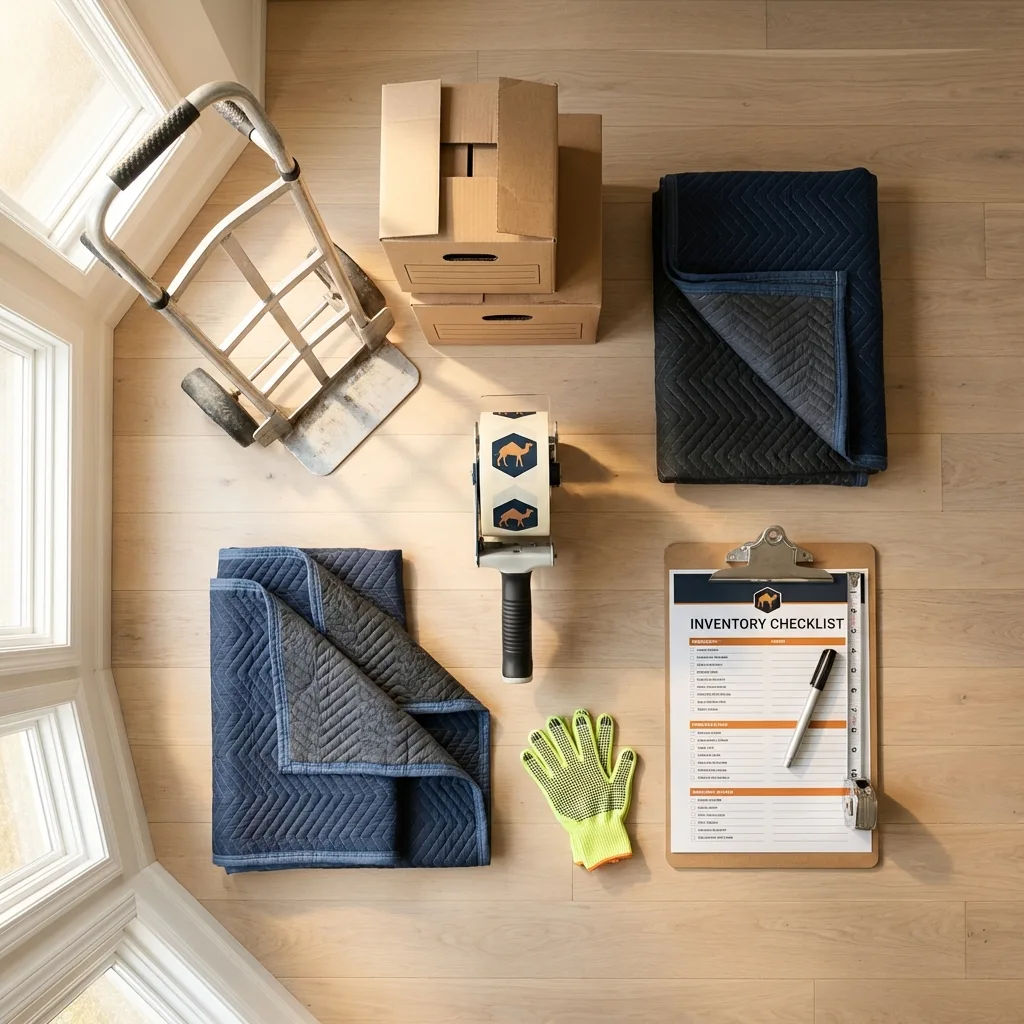 Professional moving supplies and packing materials layout for Huntington Park residential relocations